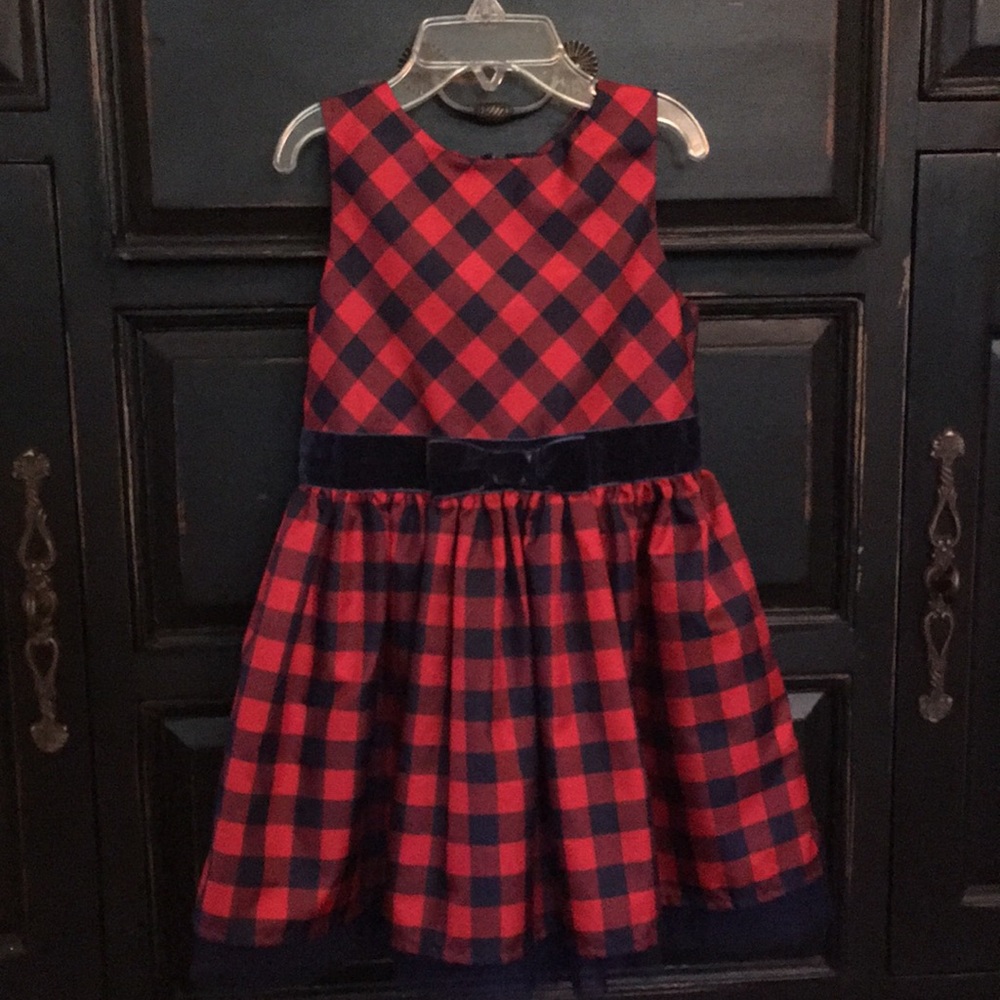 Navy and Red Check Christmas dress